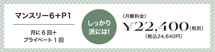 しっかり派には!マンスリー6。月に6回+プライベート1回22,400円(税別)